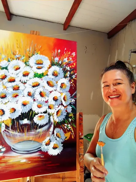 Quadros Pintura em Tela Margaridas Presente de Natal