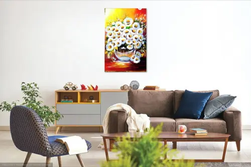 Quadros Pintura em Tela Margaridas Presente de Natal