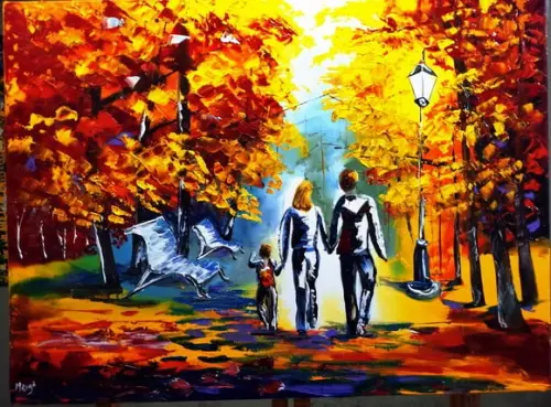 Quadros Pintura em Tela Moderno Família Feliz Black Friday
