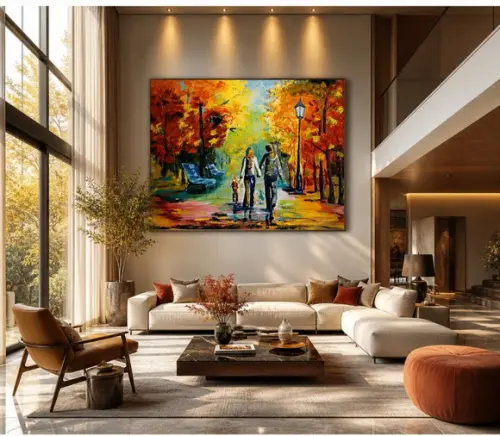 Quadros Pintura em Tela Moderno Família Feliz Black Friday