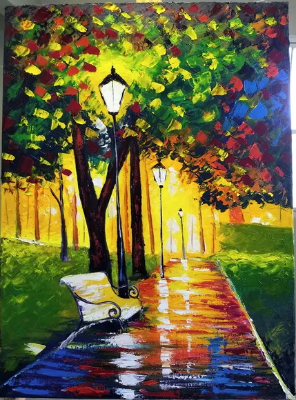 Quadros Pintura em Tela Paisagem Abstrato Black Friday
