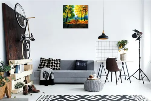 Quadros Pintura em Tela Paisagem Caminho Folhas pelo Chão