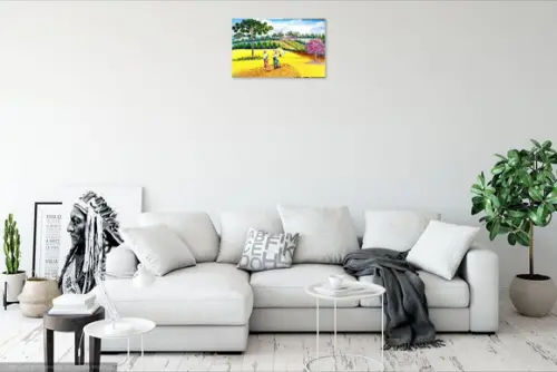 Quadros Pintura em Tela Paisagem Campo Colheita do Trigo