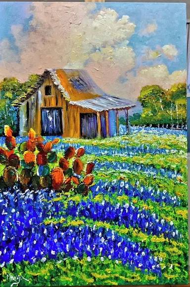 Quadros Pintura em Tela Paisagem Campo Florido Black Friday