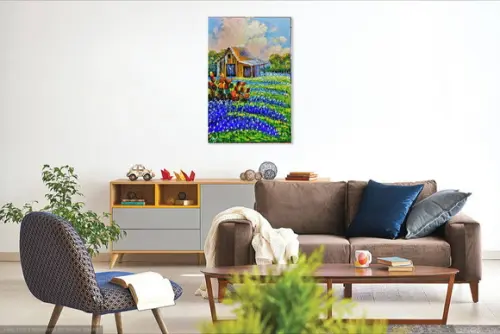 Quadros Pintura em Tela Paisagem Campo Florido Black Friday