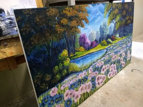 Quadros Pintura em Tela Paisagem Campo Florido Spring