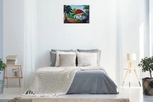 Quadros Pintura em Tela Paisagem Casa Caminho Bambuzal