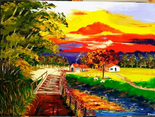 Quadros Pintura em Tela Paisagem Gado no Pasto Black Friday
