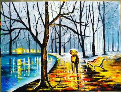 Quadros Pintura em Tela Paisagem Inverno Lago Congelado