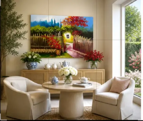 Quadros Pintura em Tela Paisagem Jardim Black Friday