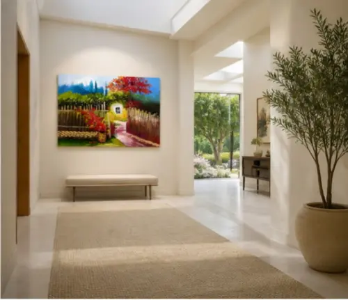 Quadros Pintura em Tela Paisagem Jardim Black Friday