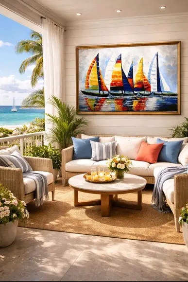 Quadros Pintura em Tela Paisagem Mar Veleiros Black Friday
