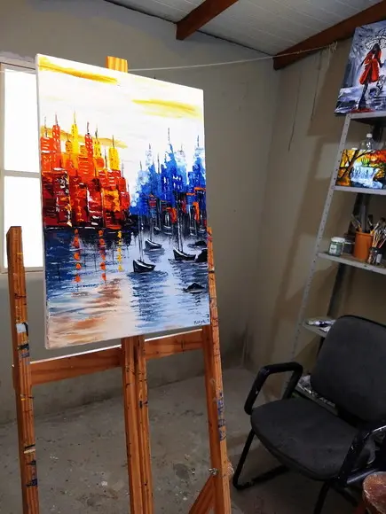 Quadros Pintura em Tela Paisagem Marina Abstrato Moderno