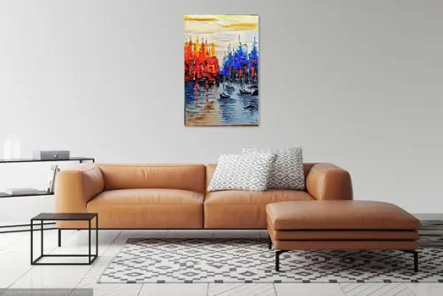Quadros Pintura em Tela Paisagem Marina Abstrato Moderno