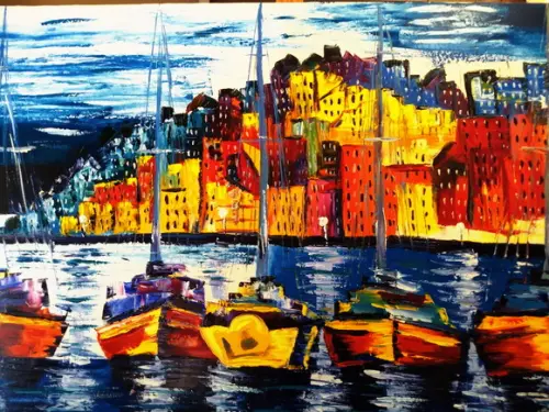 Quadros Pintura em Tela Paisagem Marina Costa Amalfitana