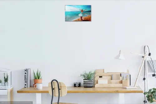 Quadros Pintura em Tela Paisagem Marina Mulher a Beira Mar