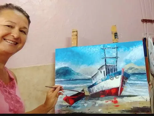 Quadros Pintura em Tela Paisagem Marina Praia Mar Barcos