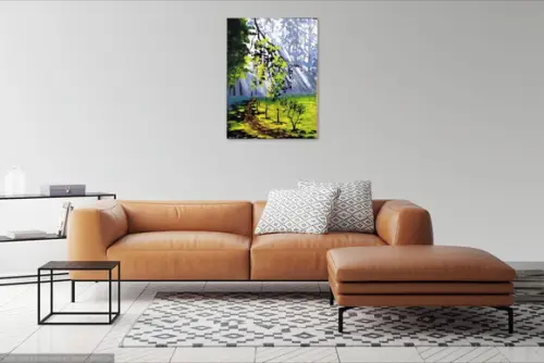 Quadros Pintura em Tela Paisagem Raios de Sol na Floresta