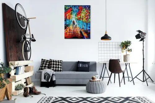 Quadros Pintura em Tela Paisagem Urbana Abstrato Moderno Dog