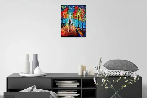 Quadros Pintura em Tela Paisagem Urbana Abstrato Moderno Dog