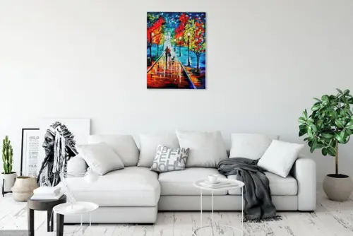 Quadros Pintura em Tela Paisagem Urbana Abstrato Moderno Dog