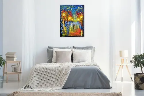Quadros Pintura em Tela Paisagem Urbana Chuva de Outono