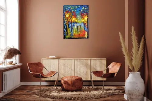 Quadros Pintura em Tela Paisagem Urbana Chuva de Outono