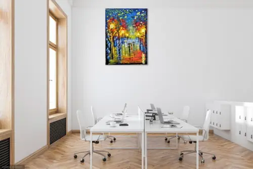 Quadros Pintura em Tela Paisagem Urbana Chuva de Outono