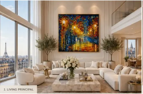 Quadros Pintura em Tela Paisagem Urbana Chuva de Outono