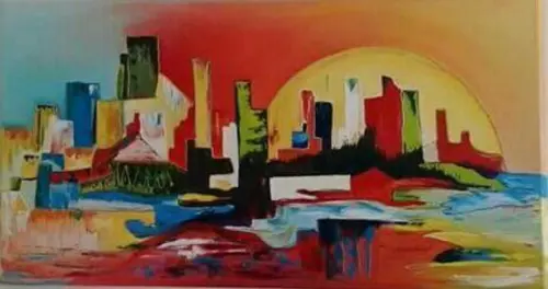 Quadros Pintura em Tela Paisagem Urbana Cidade Imaginária