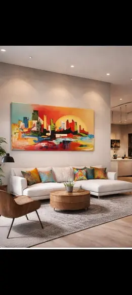 Quadros Pintura em Tela Paisagem Urbana Cidade Imaginária