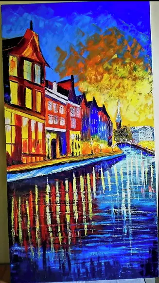 Quadros Pintura em Tela Paisagem Urbana Copenhagen Dinamarca