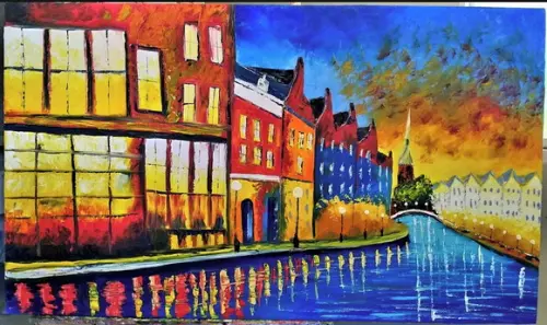 Quadros Pintura em Tela Paisagem Urbana Copenhagen Dinamarca