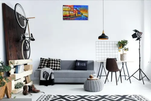 Quadros Pintura em Tela Paisagem Urbana Copenhagen Dinamarca