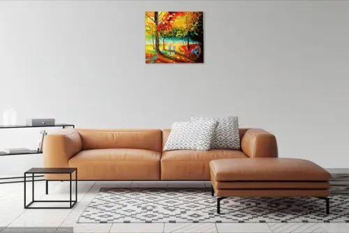 Quadros Pintura em Tela Paisagem Urbana Familia Brincando