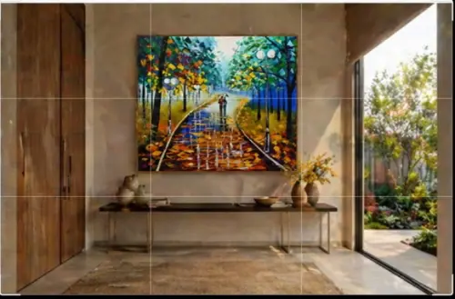 Quadros Pintura em Tela Paisagem Urbana Love Chove Chuva