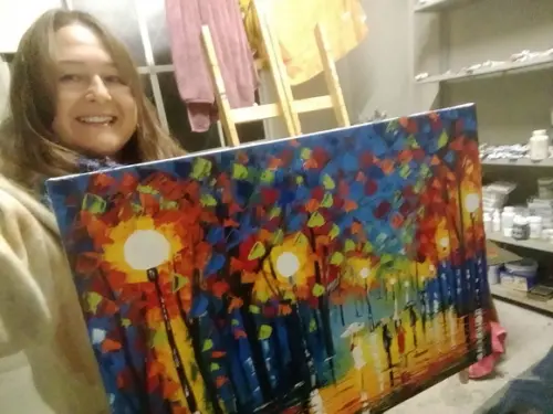 Quadros Pintura em Tela Paisagem Urbana Paisagem de Outono