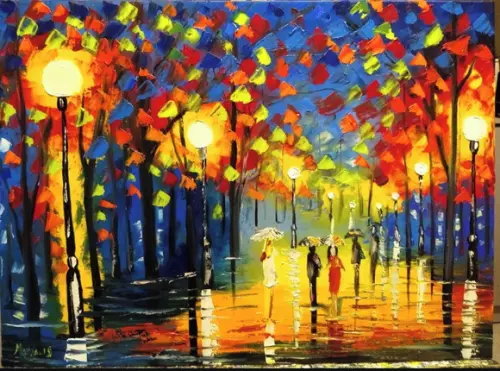 Quadros Pintura em Tela Paisagem Urbana Paisagem de Outono
