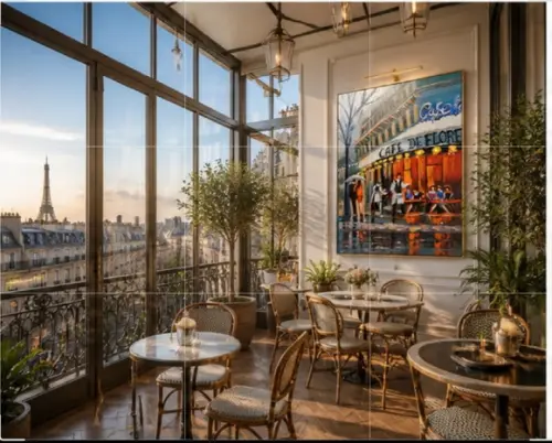 Quadros Pintura em Tela Paisagem Urbana París Café de Flore