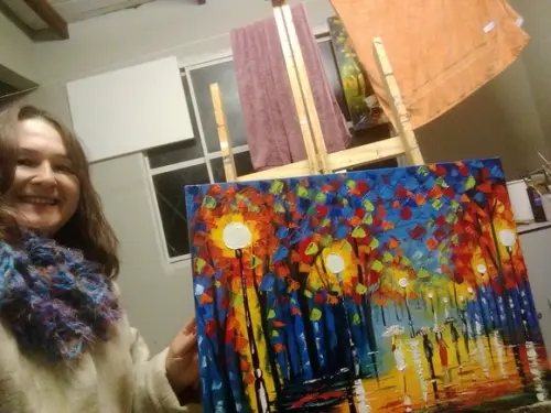 Quadros Pintura em Tela Paisagem Urbana Presente de Natal