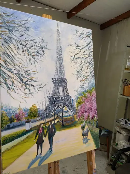 Quadros Pintura em Tela Paisagem Urbana París Carrossel