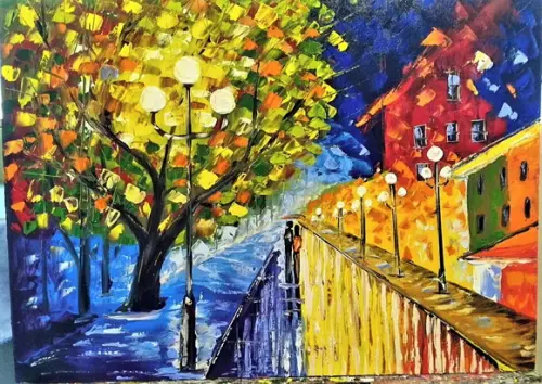 Quadros Pintura em Tela Paisagem Urbana Ruas da Cidade