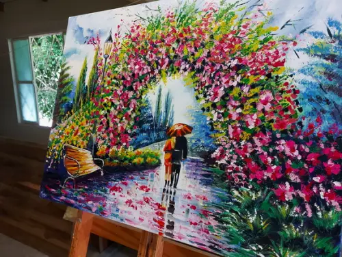 Quadros Pintura em Tela Parque Arco de Flores Black Friday