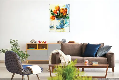 Quadros Pintura em Tela Tulípas Amarelas Black Friday