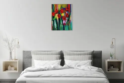 Quadros Pintura em Tela Tulípas Vermelhas Black Friday