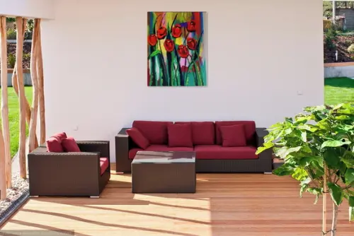 Quadros Pintura em Tela Tulípas Vermelhas Black Friday