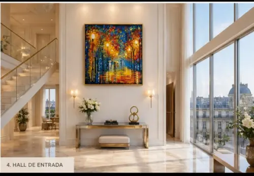 Quadros Pintura em Tela Urbana Chuva de Outono Black Friday