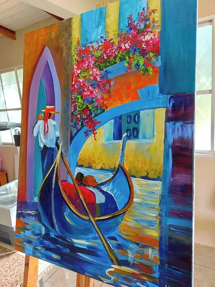Quadros Pintura Gôndola Veneza Itália Presente de Natal