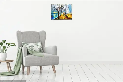 Quadros Pintura Inverno Lago Congelado Presente de Natal