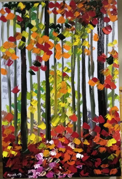 Quadros Pintura Moderno Outono na Floresta Black Friday
